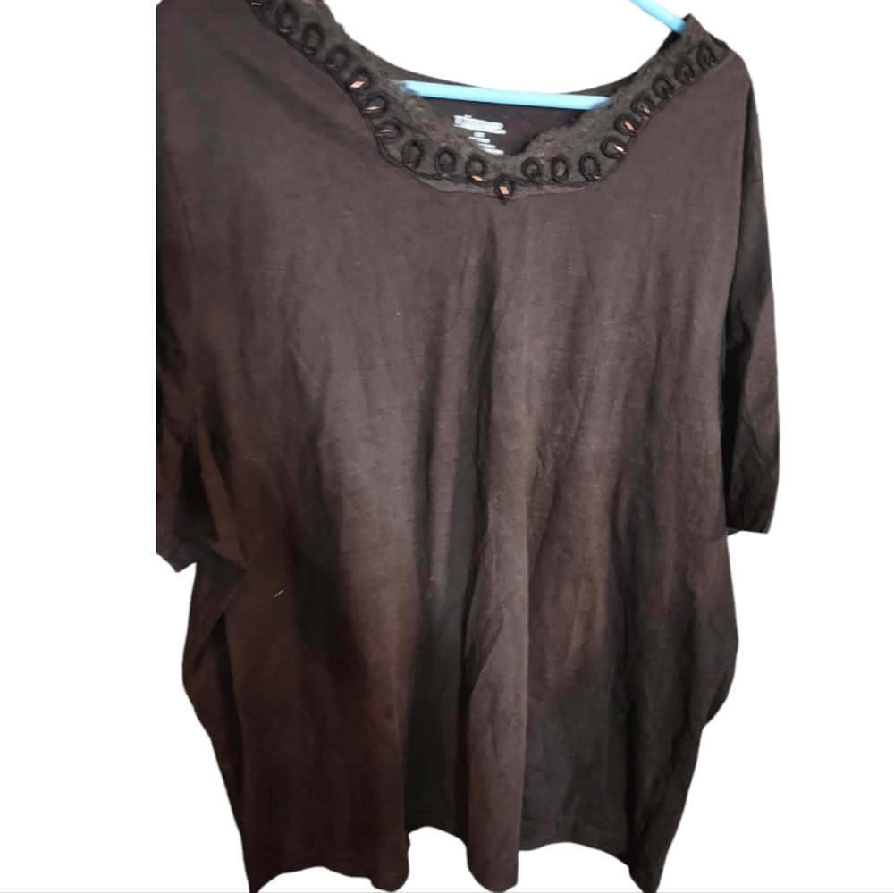 Liz & Me Embellished Brown 3/4 Sleeve Shirt 3x - Picture 1 of 6
